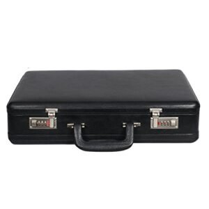 OBANI Genuine Leather Expandable Briefcase Black. Dimensions: 45.72cm x 10.16cm x 31.75cm (L x W x H)