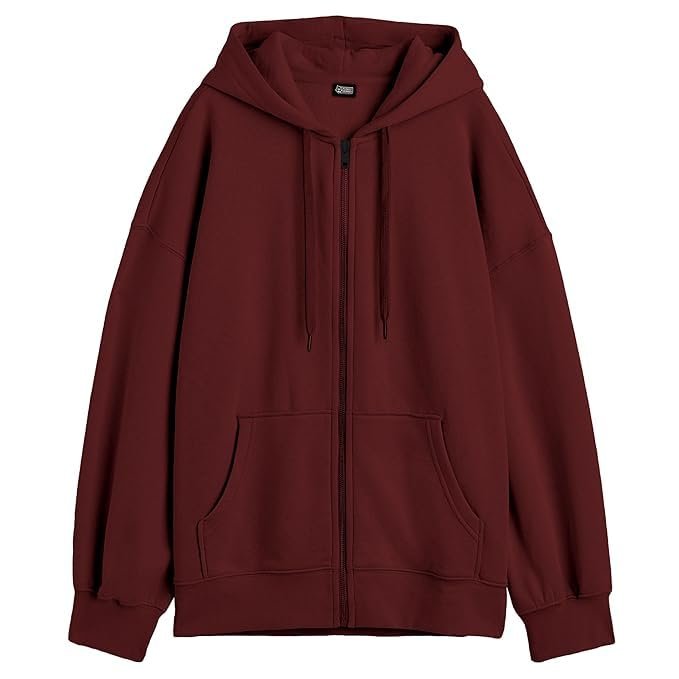 Solid Hooded Neck Long Sleeves Zip-up Jacket For Women's (IN, Alpha, 2XL, Regular, MAROON)