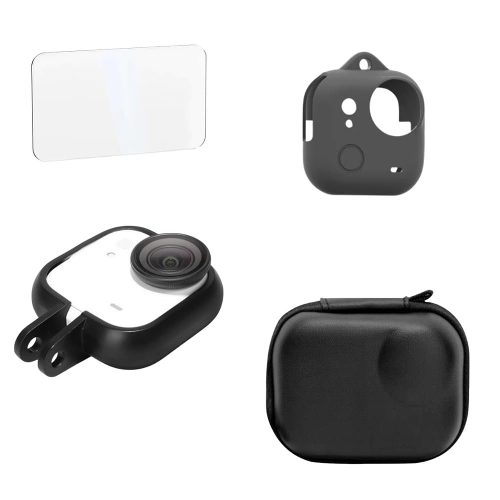Yantralay 4-in-1 Accessory Combo for Insta 360 GO Ultra – Silicone Case, Screen Guard, Carry Pouch & Protective Frame | Full Protection Kit for Action Camera