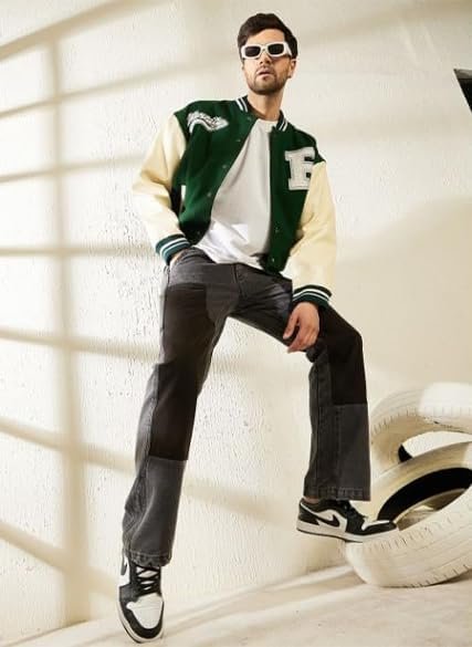 Men's varsity jacket for winter wear full sleeves casual jacket letterman cotton fleece - Image 2