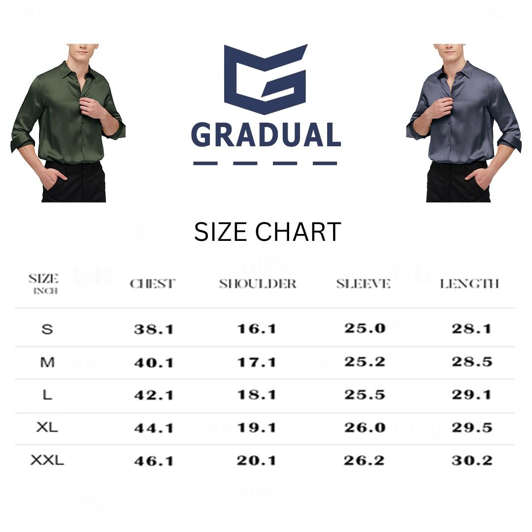 GRADUAL Satin Mens Dress Shirts Long Sleeve Formal Casual Business Shirts for Men Suit Shirt Button Down Regular Fit Party Wedding Stylish Shirt for Men - Image 7