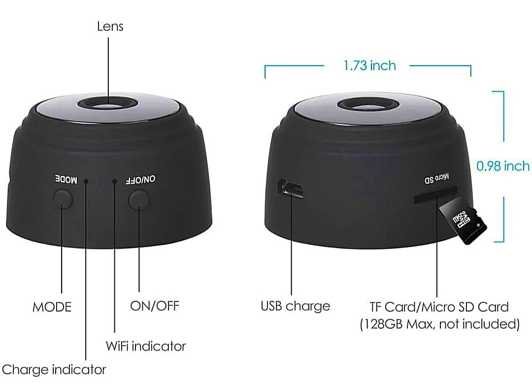 SUR WiFi Spy Camera Hidden for Home Outdoor High HD Focus Spy Magnet Mini Live Stream Night Vision IP Wireless 1080P Audio Video Hidden Indoor Nanny Camera for Home Offices Security Multicolor. - Image 3