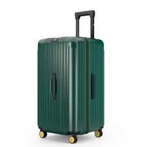 EUME Trunk Check in Trolley Bags for Travel Medium Size | 66cm to 74cm Expandable Trolley Bag | Polycarbonate 8 Silentrun Spinner Wheels Suitcase | Premium Trolley Bags for Travel (Pine Green)