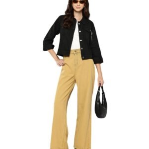 Aarika Womens Black Colour Solid Denim Jacket