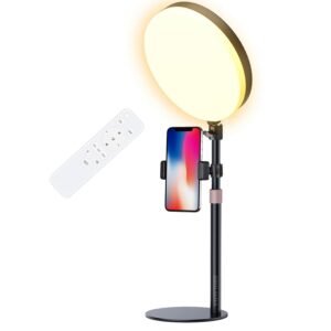 BROLAVIYA Full Screen Fill 10-inch LED Ring Light with Remote Control and Phone Holder, 1/4″ Ball Head for Camera, Webcam, for Photography, Video, YouTube, Reels, TikTok, Desktop, Bedroom, Office.
