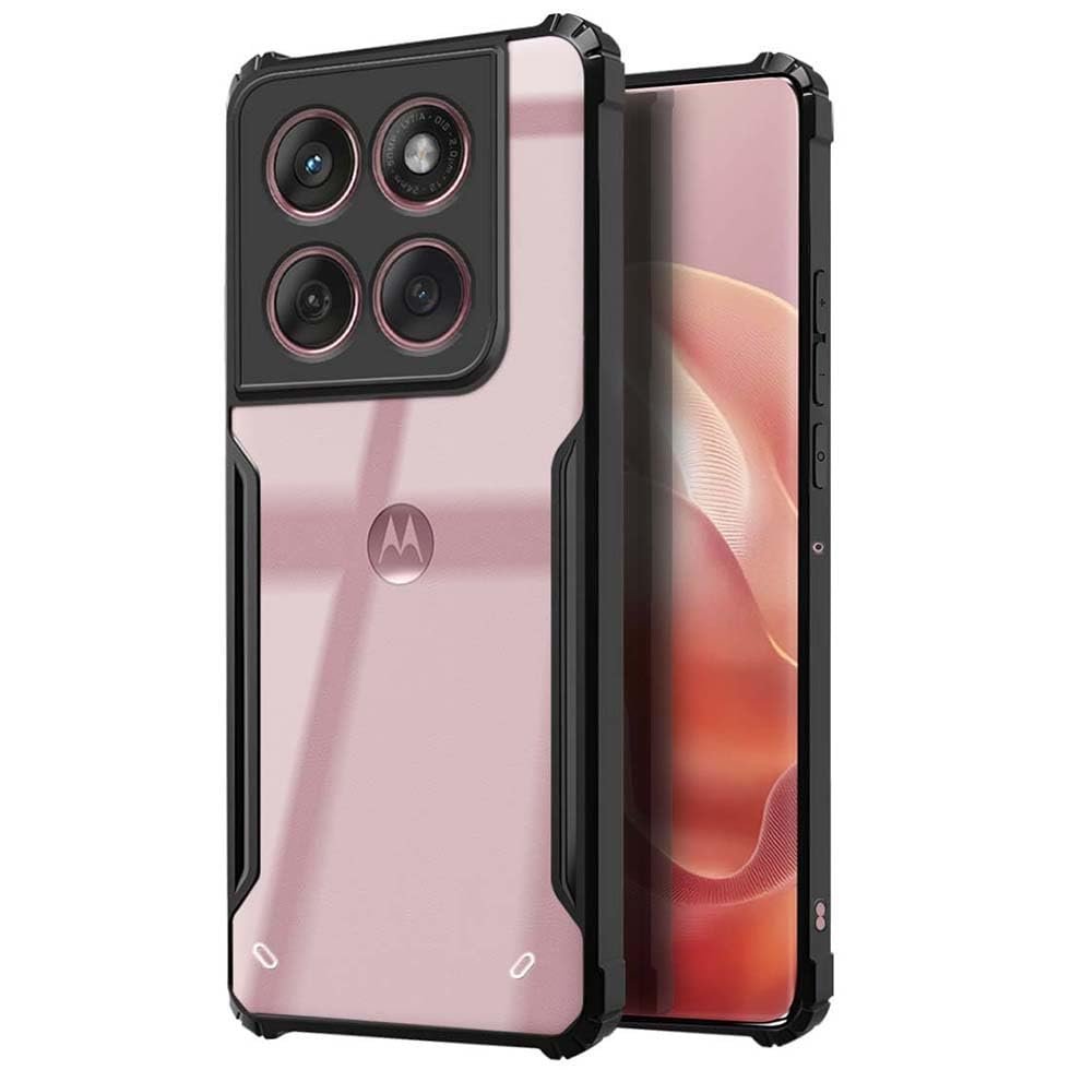 Fashionury Shockproof Crystal Clear Back Cover Case for Motorola Edge 60 Fusion 5G | 360 Degree Protection | Protective Design | Transparent Back Cover Motorola Edge 60 Fusion 5G (Black Bumper)