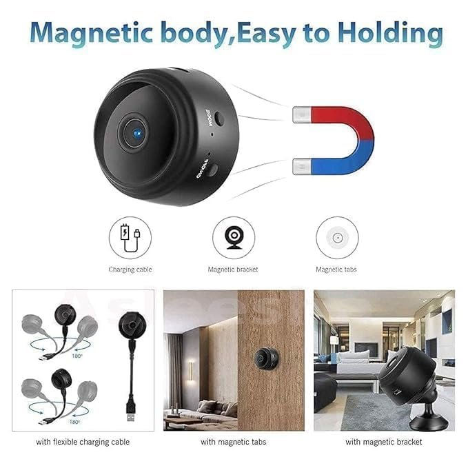 New WiFi Spy Camera Hidden for Home Outdoor High HD Focus Spy Magnet Mini Live Stream Night Vision Wireless 1080P Audio Video Hidden Indoor Nanny Camera for Home Offices Security - Image 5