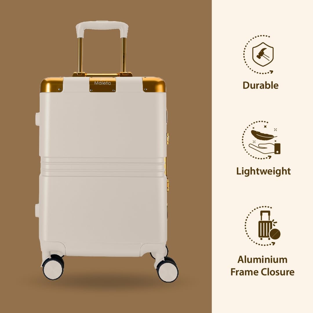 Maleta Gold Series Check-in Medium + Check-in Large | 24’’ and 28’’ | Premium, Aluminium Frame | Luggage for Travel | Trolley Bag for Travel Set of 2 (White, Set of 2(Medium-Large)) - Image 2