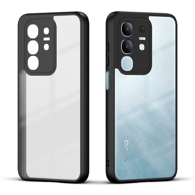 Mr. Case Back Cover for Vivo T4x 5G| Shockproof Transparent Hard Back with Black Bumper | 360° Protection | PC & TPU Durable Case | Anti-Slip Grip & Camera Protection - Black - Image 4