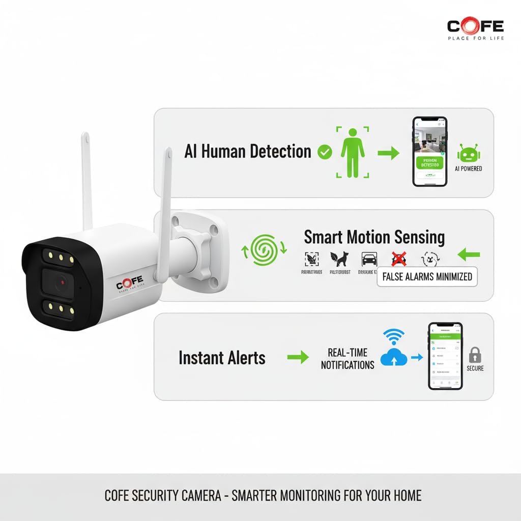 COFE CF-4G-BP07 3MP 4G Outdoor Security Camera | Human & Motion Detection | Dual Light | Full-Color Night Vision | IP66 Waterproof | 128GB SD Card & Cloud Storage | Wireless CCTV for Home & Office - Image 4