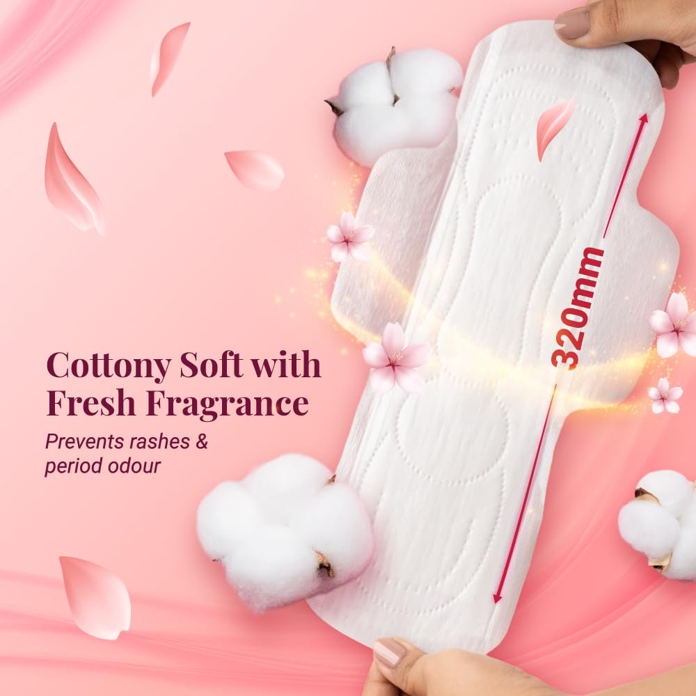 NIINE Naturally Soft Ultra Thin XL+ Sanitary Napkins |320mm Long|Cottony Soft Control Rashes|Long Lasting protection |Suitable for Heavy Flow with Free Biodegradable Disposal Bags (Pack of 1) 50 Pads - Image 7