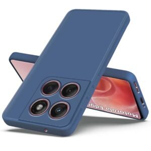 Fashionury Back Cover Case for Motorola Edge 60 Fusion 5G | Camera Bump Protection |Matte Soft Silicon Flexible| All Side Shock Proof Rubberised Back Case Cover (Blue)