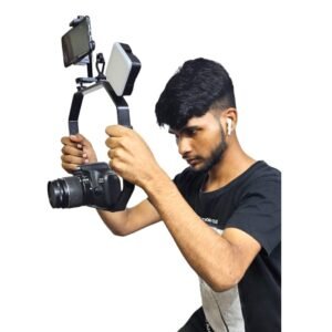 SHOPEE Video Handheld Stabilizer, Four Cold-Shoe Shooting System Camera Rig Support Bracket with Smartphone Holder Vlogging kit Compatible with All Action Camera DSLR Smartphone