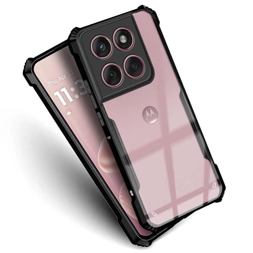 Fashionury Shockproof Crystal Clear Back Cover Case for Motorola Edge 60 Fusion 5G | 360 Degree Protection | Protective Design | Transparent Back Cover Motorola Edge 60 Fusion 5G (Black Bumper) - Image 2