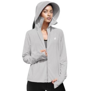 Women’s UPF 50+ Lightweight Athletic Jacket UV Sun Protection Full Zip Cooling Hoodie Long Sleeve Sunscreen Protective Clothing for Women for Outdoor Hiking, S-XL