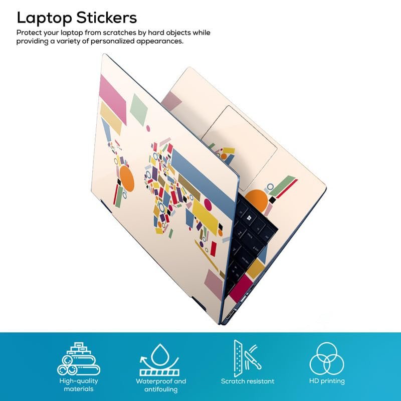 World Map D3 Full Body Vinyl Laptop Skin/Sticker/Cover Upto 15.6 Inches Laptops Laminated-Removable-HD Quality Compatible for Hp-Dell-Sony-Lenovo-Asus etc.(15x10 Inches) - Image 2
