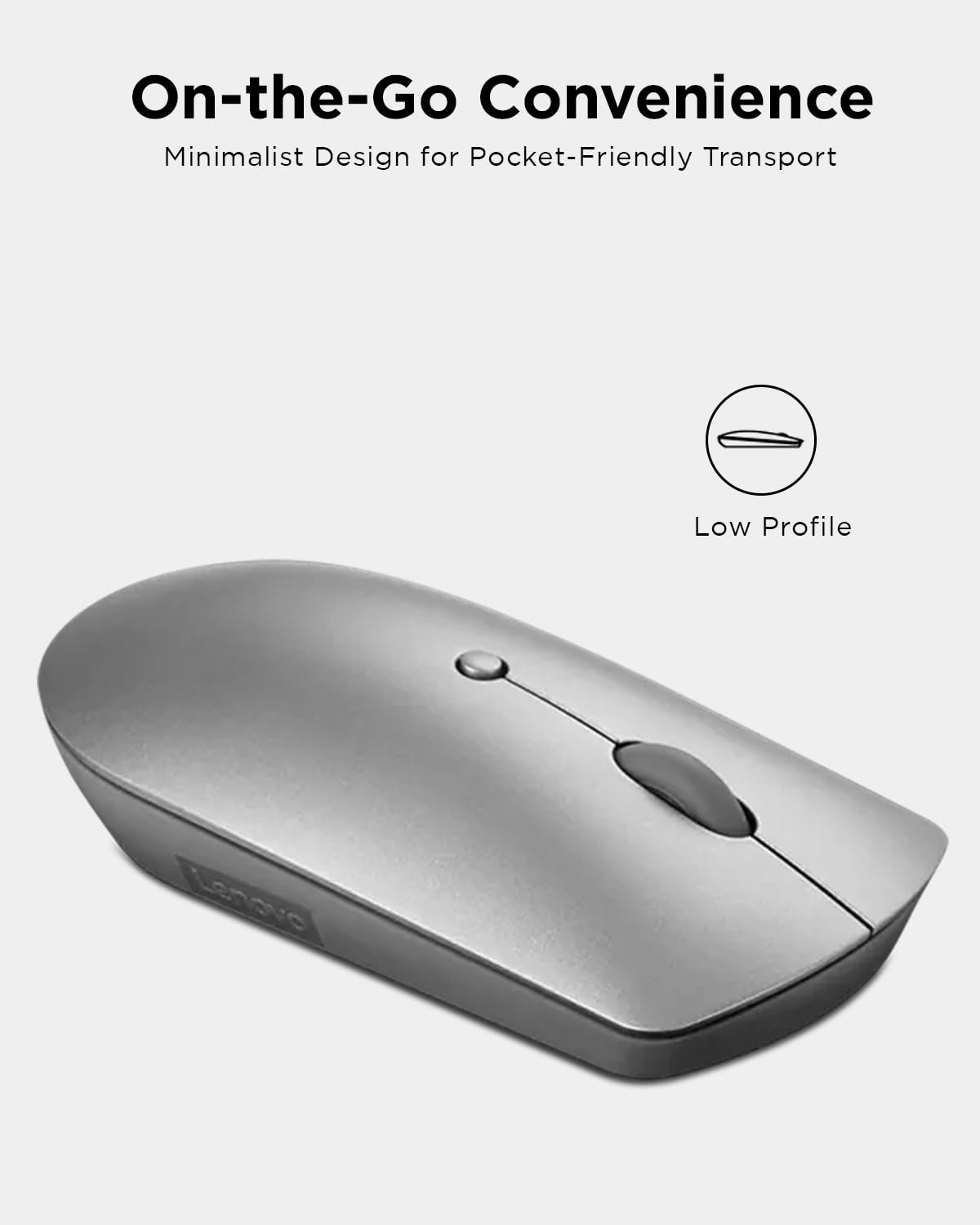 Lenovo 600 Bluetooth 5.0 Silent Mouse: Compact, Portable, Dongle-Free Multi-Device connectivity with Microsoft Swift Pair | 3-Level Adjustable DPI up to 2400 | Battery Life: up to 1 yr - Image 5