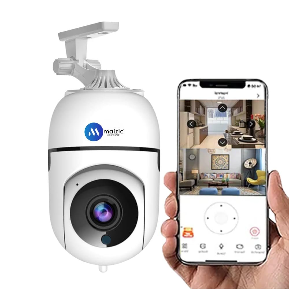 Maizic Smarthome Cheeky 3 MP FHD WiFi Indoor CCTV Camera for Home with Pan/Tilt 360° View, 2 Way Communication, Motion Detection, Color Night Vision and Supports SD Card (Up to 256 GB)