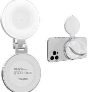 TELESIN Magnetic Selfie Light Compatible with iPhone Magsafe, 360° LED Selfie Ring Fill Light with Sticky Ring for Selfies, Photography, Zoom Calls and Video Conferencing