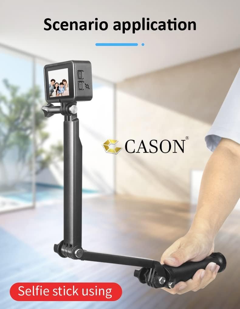 Cason -Monopod/Action Camera Selfi Stick Tripod Monopod / 3-Way Monopod Foldable Camera Stick Compatible with Action Camera Cason CN10 CS6,CN50,GoPro Hero 7/6/5, SJCAM SJ6, SJ7, SJ5000 and All Others - Image 2