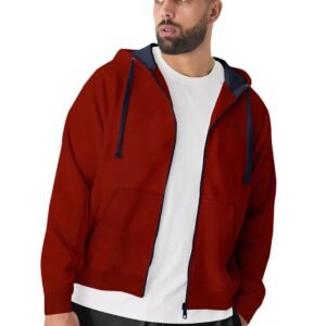 Urbano Plus Men’s Cotton Zippered Hooded Casual Winterwear Sweatshirt