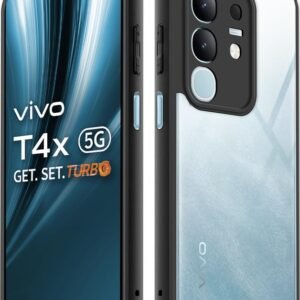 Mr. Case Back Cover for Vivo T4x 5G| Shockproof Transparent Hard Back with Black Bumper | 360° Protection | PC & TPU Durable Case | Anti-Slip Grip & Camera Protection – Black