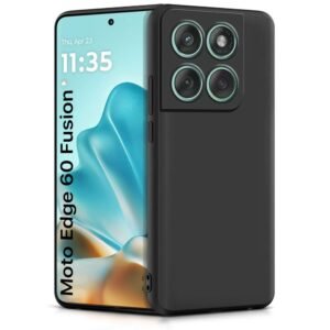 WOW IMAGINE Back Cover for Motorola Moto Edge 60 Fusion | Ultra Slim Soft Rubberised Case | Inner Velvet Fabric Lining | Matte Silicone Flexible Mobile Case | Camera Protection – Black