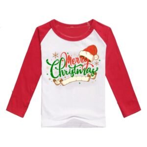 Printmate® Merry Christmas | Happy Christmas | Santa Claus | Cute Santa | Cute Little Santa Red & White Full Sleeve Cotton Kids T-Shirts for Baby Boy and Girl