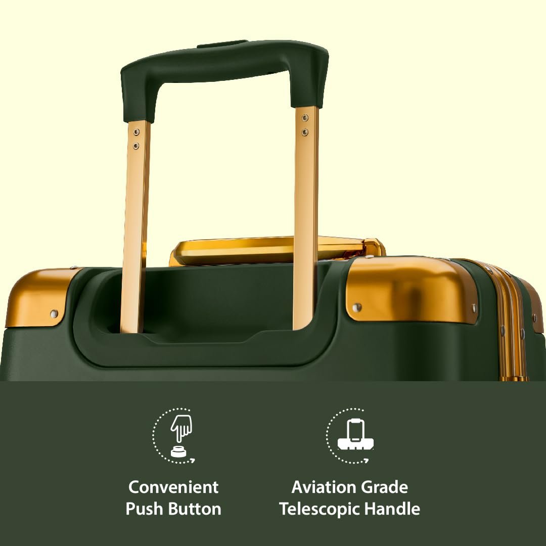 Maleta Gold Series Cabin and Check-in Medium Luggage| 20’’ and 24’’ | Aluminium Frame,Dual TSA Lock | Trolley Bags for Travel Set of 2 | Suitcase | Luggage Bags (Green, Set of 2 (Small-Medium)) - Image 4