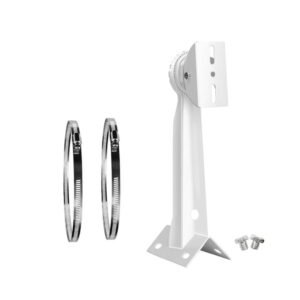 Speedio Pole Mounting Bracket Metal Stand I-Shape 11″ with 2 Metal Rings Heavy Duty Stand for CCTV Camera Bullet, Dome and Other Housing Enclosure – Pack of (1)