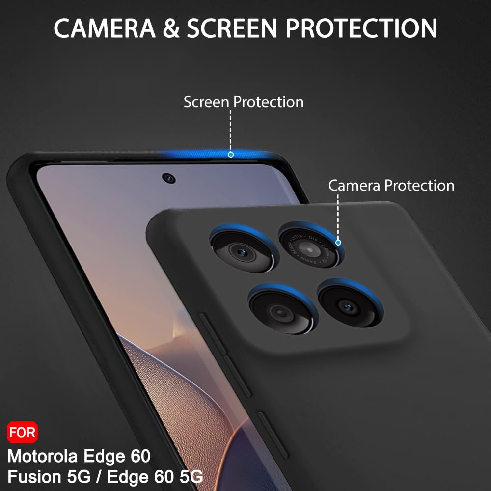 TheGiftKart Genuine Liquid Silicone Back Cover Case for Motorola Moto Edge 60 Fusion 5G / Edge 60 5G | Soft Micro-Fibre Lining Inside | Camera Protection Bump | Shockproof Back Cover (Silicone, Black) - Image 5