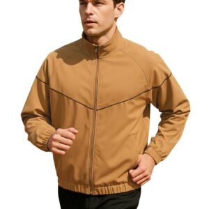 CHKOKKO Men’s Regular Fit Solid Windcheater Jacket for Running, Travel & Hiking | Lightweight Full-Zip High Neck Windbreaker with Pockets & Cuffed Sleeves Winter Sportswear