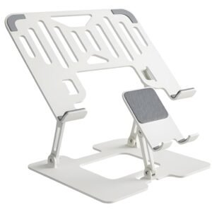 Dyazo 2 in 1 Adjustable Laptop Stand with Mobile Holder | Ergonomic, Foldable & Ventilated Riser Fits Upto 15.6 Inch Laptops | Compatible for MacBook, HP, Dell, Acer, Lenovo & Other Notebooks