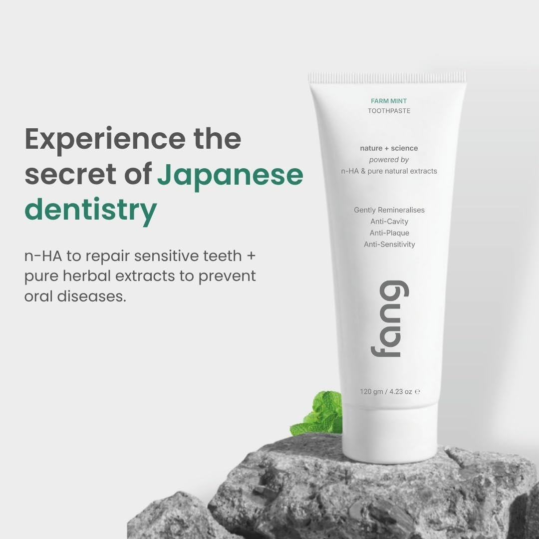 Fang Farm Mint Natural Toothpaste|Fluoride Free Hydroxyapatite|Teeth Whitening|Heals Sensitive Teeth|Fights Cavities,Gum Diseases & Bad Breath|SLS & Chemical Free|Organic, Vegan|120 grams(Pack of 1) - Image 5