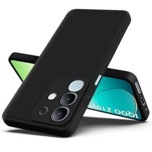 Fashionury Back Cover Case Cover for Vivo T4x 5G / iQoo Z10x 5G / Vivo Y31 Pro 5G | Matte Soft Silicon Flexible |Camera Bump Protection | All Side Shock Proof Rubberised Back Case (Black)