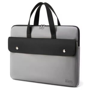 Aliens 14.1" Premium Vegan Leather Laptop Sleeve/Case Cover Bag, Padded Laptop Compartment Office Handbag for MacBook air/pro, Dell, Lenovo, Acer, Asus, Notebook, Tablet, ipad-Grey