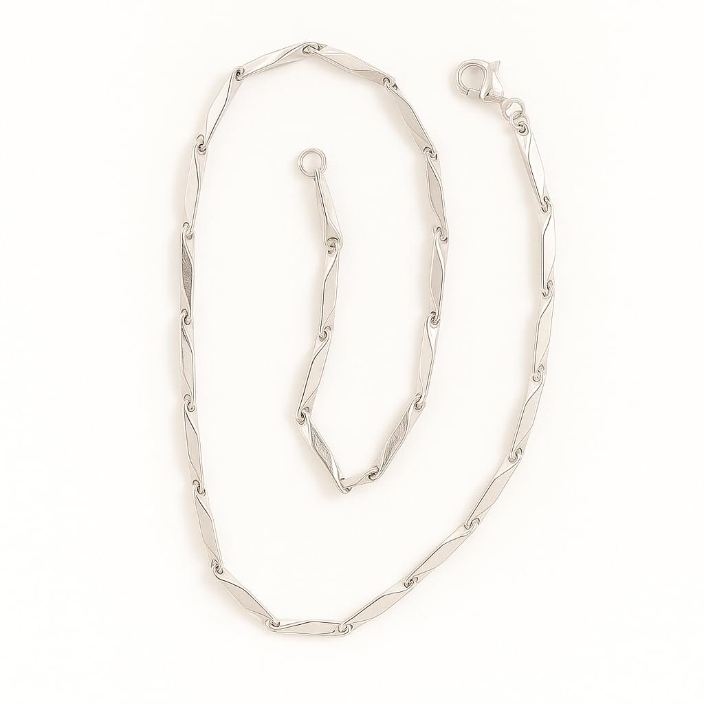 NOYA Natural Silver Rice Chain Link Necklace Men | Organic Chemical-Free Designer Jewelry | Lightweight Hypoallergenic Eco-Friendly Statement Accessory 2025 - Image 4