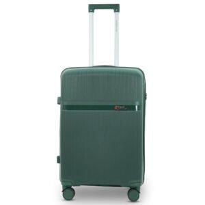 AMERICAN TRAVELLER Touris Fly Luggage Trolley Bag | Suitcase for Travel | Lightweight | Durable Polypropylene Hard Shell | 360° Spinner Wheels | TSA-Type Lock (24, Blackish Green)