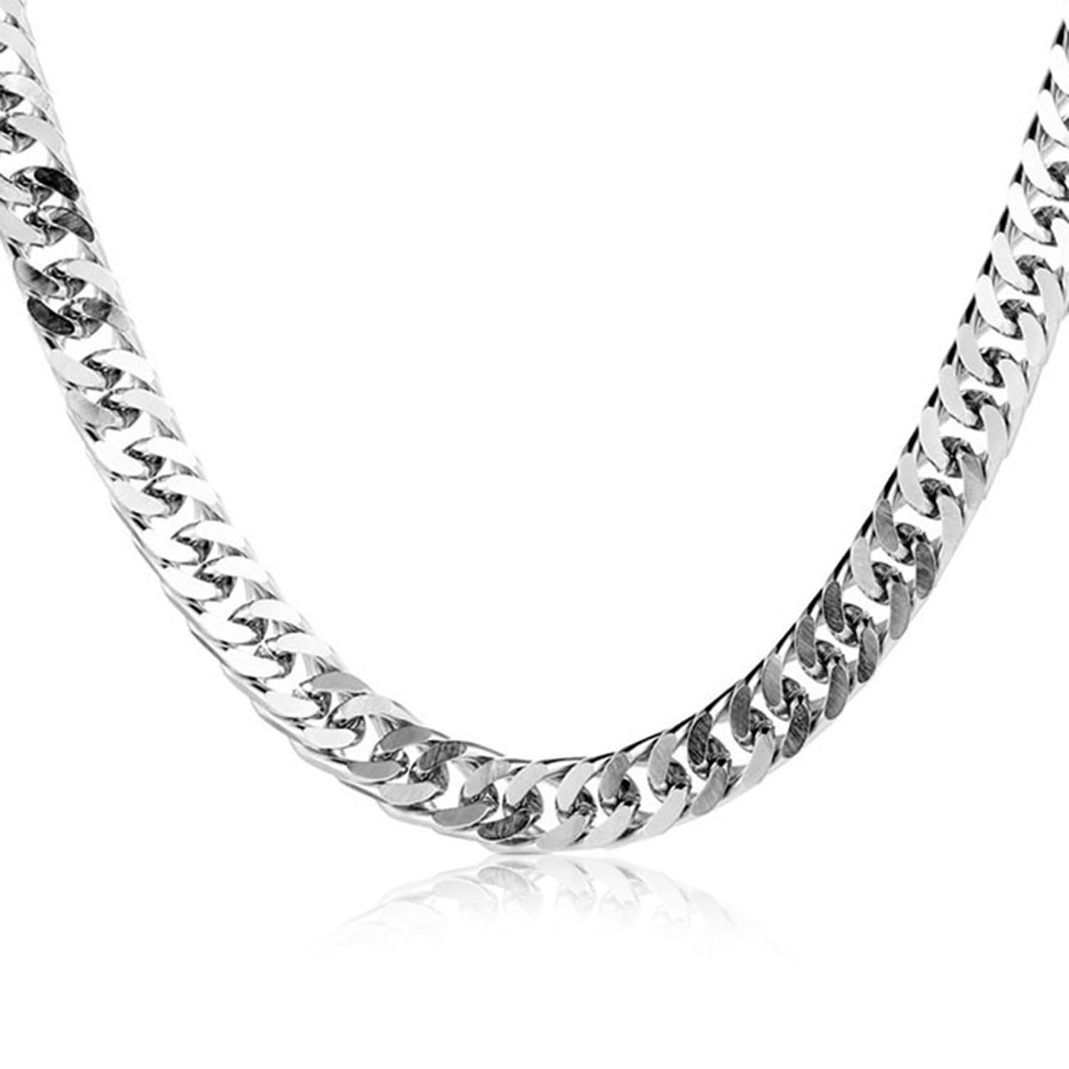Peora Silver Plated Stainless Steel Cuban Chain Stylish Fashion Jewellery for Men