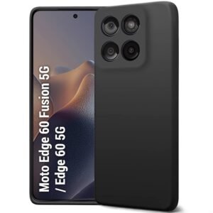 TheGiftKart Genuine Liquid Silicone Back Cover Case for Motorola Moto Edge 60 Fusion 5G / Edge 60 5G | Soft Micro-Fibre Lining Inside | Camera Protection Bump | Shockproof Back Cover (Silicone, Black)