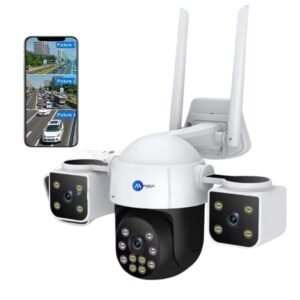 Maizic Smarthome Batman 4G SIM Triple-Lens Outdoor CCTV Camera | 3-Screen View, 5MP HD, Dual Side Cameras 180° Rotate, Motion/Human Detection, Color Night Vision, Two-Way Talk, No Wi-Fi Needed