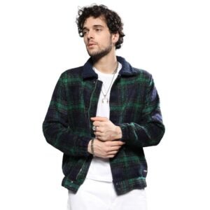 Campus Sutra Men’s Jacket With Fleece Collar For Casual Wear | Spread Collar | Long Sleeve | Zipper Closure | Cotton Jacket Crafted With Comfort Fit For Everyday Wear