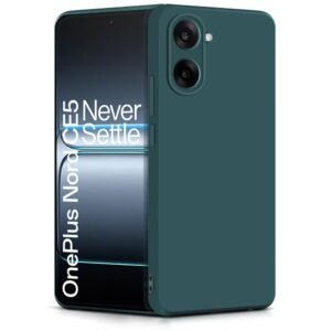 WOW IMAGINE Back Cover for 1+ OnePlus Nord CE 5 5G | Ultra Slim Soft Rubberised Case | Inner Velvet Fabric Lining | Matte Silicone Flexible Mobile Case | Camera Protection – Green