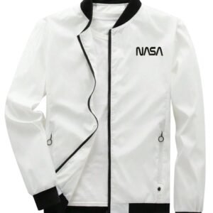 JVX men jackets || bomber jacket for men || Lightweight Outwear Sportswear Bomber Jackets (JACKET-01) (IN, Alpha, L, WHITE-NASA)