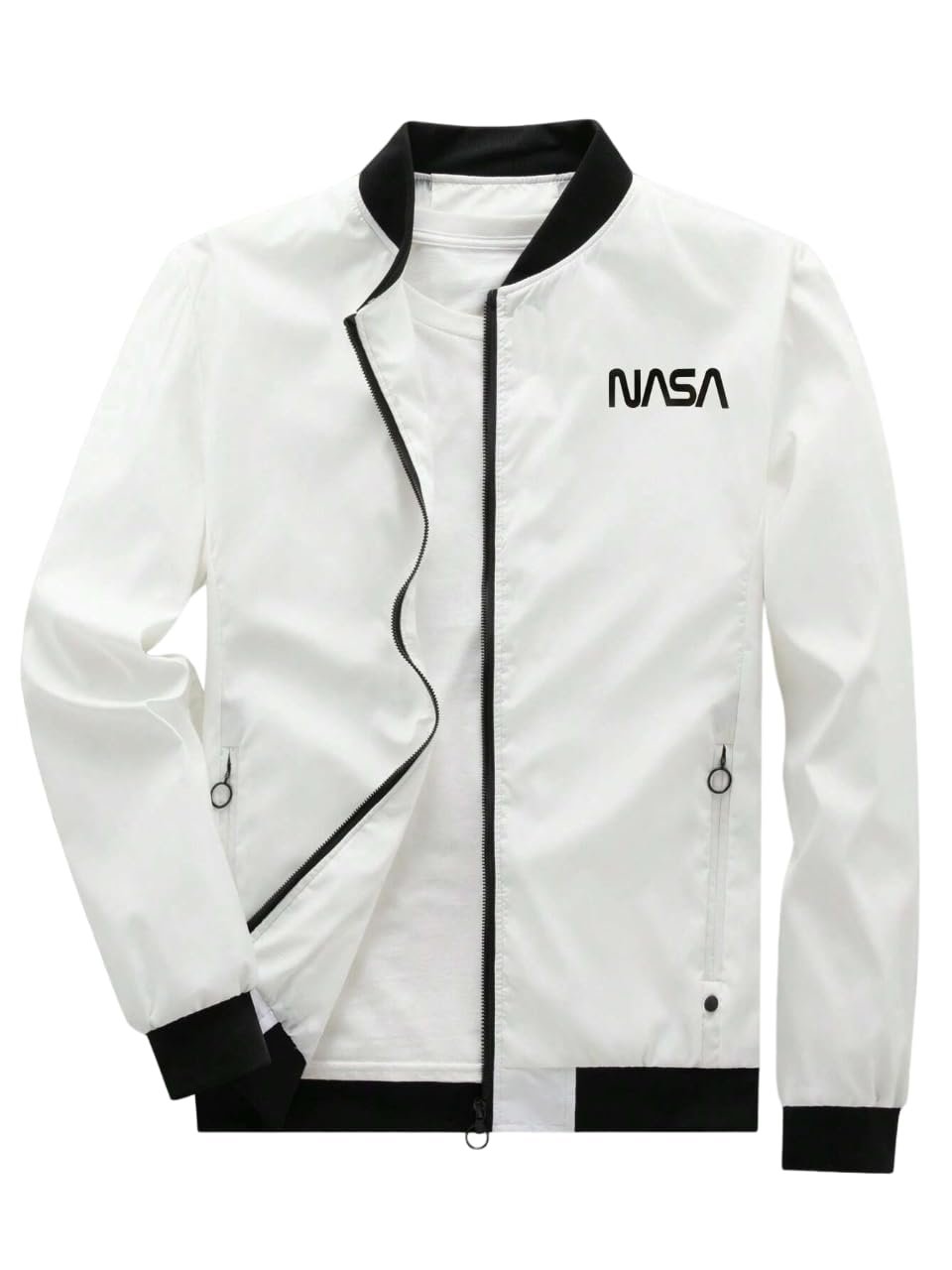 JVX men jackets || bomber jacket for men || Lightweight Outwear Sportswear Bomber Jackets (JACKET-01) (IN, Alpha, L, WHITE-NASA)