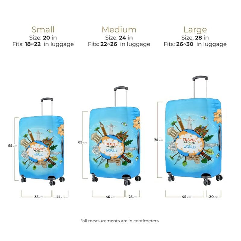 Cortina Luggage Cover Trolley Travel Covers | Washable Dust Proof Anti-Scratch Suitcase Protector | Medium - Sky Blue - Image 6