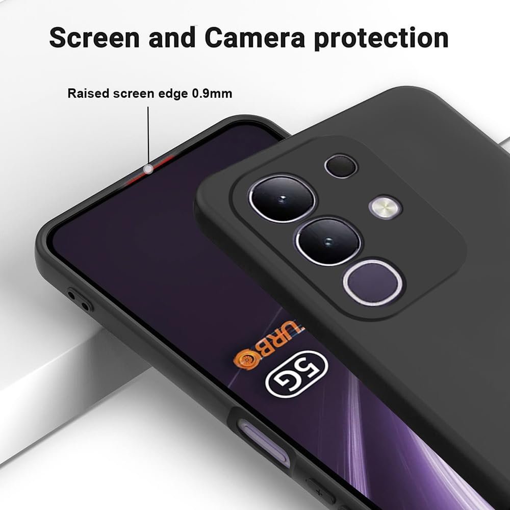 Back Cover for Vivo T4x 5G / Y29 4G / iQOO Z10x 5G | Full Camera Protection | Premium Liquid Silicon Case | Flexible Bumper Case for Vivo T4x 5G / Y29 4G / Y31 Pro 5G / iQOO Z10x 5G (Black) - Image 3