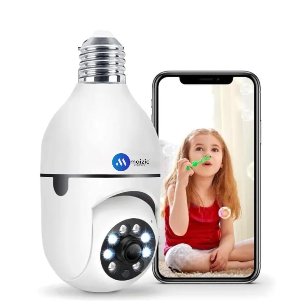 Maizic Smarthome Smart Robo Bulb Camera with Live View 2 Way intercom Sd Card Recording 360 Panoramic View Motion Detection 6 Months Warranty