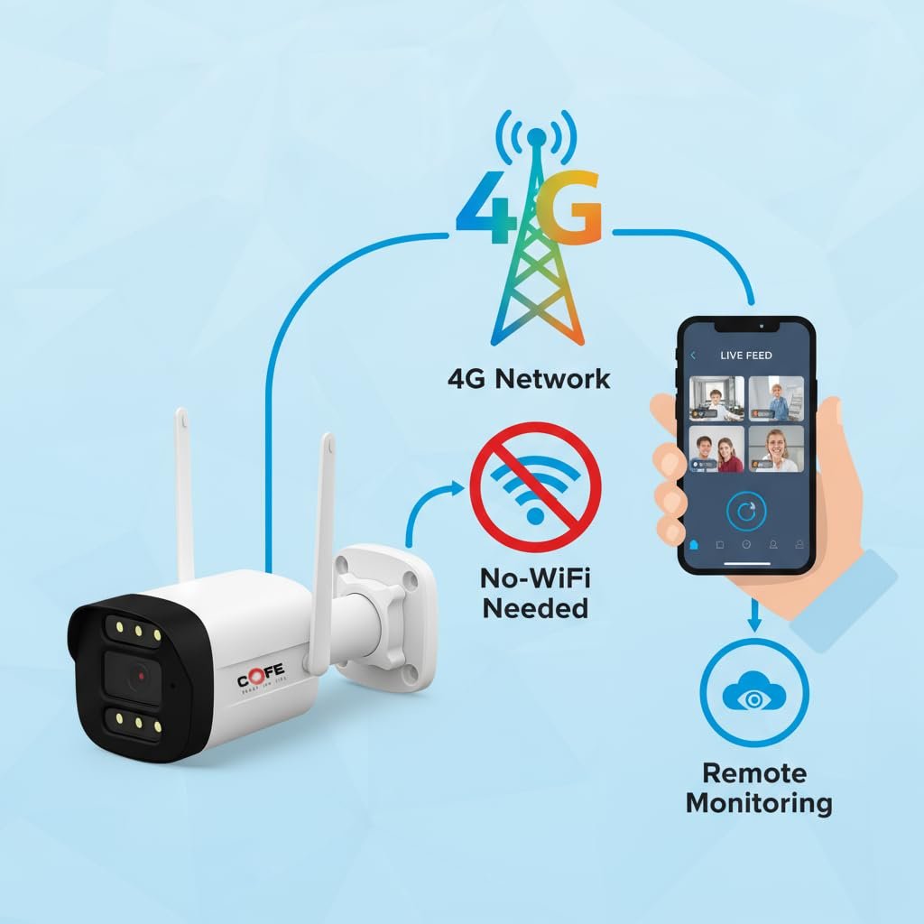 COFE CF-4G-BP07 3MP 4G Outdoor Security Camera | Human & Motion Detection | Dual Light | Full-Color Night Vision | IP66 Waterproof | 128GB SD Card & Cloud Storage | Wireless CCTV for Home & Office - Image 2