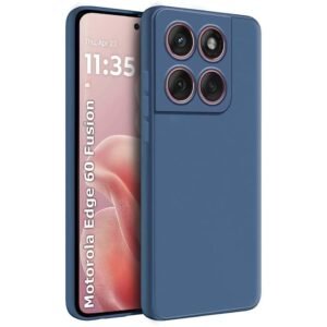 Fashionury Back Cover Case for Motorola Edge 60 Fusion 5G | Matte Soft Silicon Flexible| Camera Bump Protection | All Side Shock Proof Rubberised Back Case Cover (Blue)